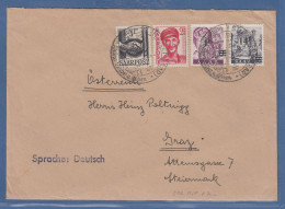 Saarland Mi.-Nr. 228, 236, 241, 242 Auf  Ausl.-Brief Von St. Ingbert Nach Graz - Storia Postale