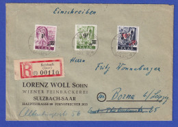 Saarland Mi.-Nr. 228, 234, 235 II Auf R-Brief Von Sulzbach Nach Borna, 1948 - Lettres & Documents