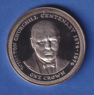 Isle Of Man 1974 Silber-Gedenkmünze Winston Churchill 1 Crown 28,28g Ag925 - Autres & Non Classés