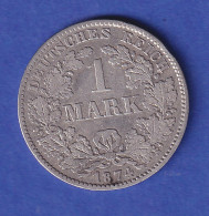 Deutsches Kaiserreich Silber-Kursmünze 1 Mark 1874 H Ss  - Andere & Zonder Classificatie