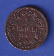 Baden Umlaufmünze 1 Kreuzer 1864 Cu  - Andere & Zonder Classificatie