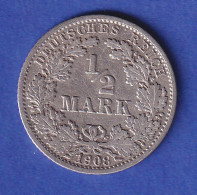 Deutsches Kaiserreich Silber-Kursmünze 1/2 Mark 1908 G S - Sonstige & Ohne Zuordnung