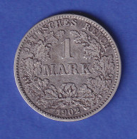 Deutsches Kaiserreich Silber-Kursmünze 1 Mark 1902 G, Ss  - Altri & Non Classificati