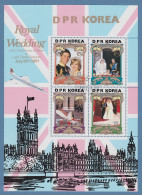 Korea-Nord 1981 Lady Diana Royal Wedding Kleinbogen Mit 4 Werten Gestempelt - Corea Del Norte