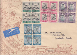 SWA 1935 Voortrekker Mi.-Nr. 172-179 Viererblocks Auf Sammlerbrief O WINDHOEK - Sonstige & Ohne Zuordnung