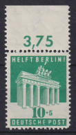 Bizone 1949 Berlin-Hilfe Mi.-Nr. 101 A Oberrandstück ** - Mint