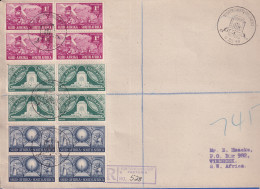 Südafrika 1949 Voortrekkerdenkmal Mi.-Nr. 217-219 Viererblocks, Brief O PRETORIA - Altri & Non Classificati