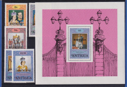 Barbuda 1978 Mi.-Nr. 400-404 Und  Block 35 Postfrisch ** / MNH Queen Elisabeth - Antigua Et Barbuda (1981-...)