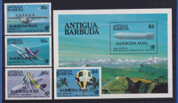 Antigua Und Barbuda 1983 Mi.-Nr. 737-740 Und Block 72 ** / MNH Luftfahrt - Antigua And Barbuda (1981-...)