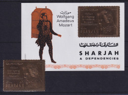 Sharjah 1971 Wolfgang Amadeus Mozart Mi.-Nr. 733 A Und Block 75B  **  - United Arab Emirates (General)