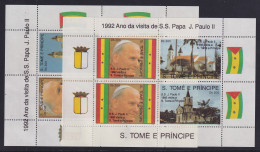 Sao Tome E Principe 1992 Blockausgaben Papstbesuch Mi.-Nr. Block 271 Und 272 ** - São Tomé Und Príncipe