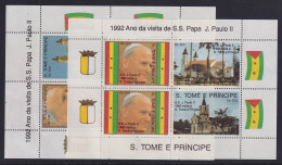 Sao Tome E Principe 1992 Blockausgaben Papstbesuch Mi.-Nr. Block 271 Und 272 ** - Sao Tome And Principe