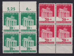 Bizone 1949 Berlin-Hilfe Mi.-Nr. 101-102 Ober- Und Unterrand-Viererblocks ** - Postfris