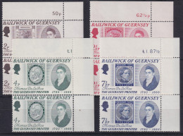 Guernsey 1971 Thomas De La Rue Mi.-Nr. 54-57 Senkr. Eckrandpaare OR ** - Guernesey