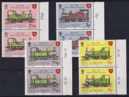 Isle Of Man 1973 100 Jahre Eisenbahn Mi.-Nr. 29-32 Senkr. Seitenrandpaare ** - Man (Ile De)