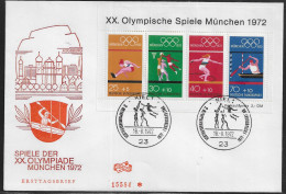 Germany. FDC Mi. BL8.  Summer Olympic Games 1972 - Munich.  Souvenir Sheet.  FDC Cancellation On Cachet Special Envelope - 1971-1980