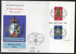 Germany. FDC Mi. BL9 Stamp Exhibition IBRA Munich '73. Souvenir Sheet. FDC Cancellation On Cachet Special Envelope 22191 - 1971-1980
