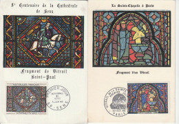 LOT " VITRAUX " Sur 2 Cartes Maximum Des Années 60. Parfait état. CM à Saisir !!! - Verres & Vitraux