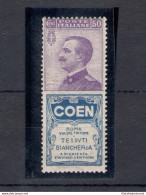 1924 Italia - Regno ,  Pubblicitario N. 10, 50 Cent COEN Violetto E Azzurro , MN - Publicity