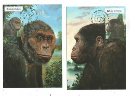 Czech Republic 2023 - Hominidae, Set 8 Cartes Maximum,  Self-adhesive Personalised Stamps, Nice Postmark - Prehistóricos