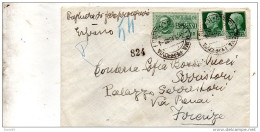 1940 LETTERA ESPRESSA INTESTATA ALBERGO PALAZZO AMBASCIATORI CON ANNULLO ROMA  + AMBULANTE ROMA - FIRENZE - MILANO - Exprespost