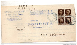 1943 LETTERA RACCOMANDATA CON ANNULLO REGGIO EMILIA - Storia Postale