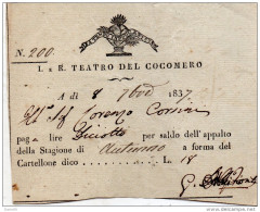 1837 TEATRO  DEL COCOMERO - Toegangskaarten