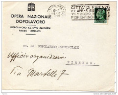 1939  LETTERA  CON ANNULLO OPERA NAZIONALE DOPOLAVORO  + TARGHETTA - Storia Postale