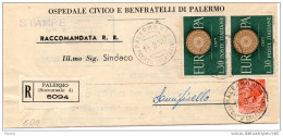 1961 LETTERA RACCOMANDATA CON ANNULLO PALERMO SUCCURSALE 4 - 1961-70: Marcophilie