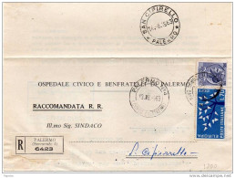 1963 LETTERA RACCOMANDATA CON ANNULLO PALERMO 4 + SAN CIPIRELLO - 1961-70: Marcophilie