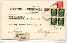 1941 LETTERA  RACCOMANDATA  CON ANNULLO  MILANO - Storia Postale