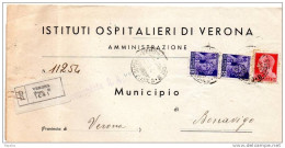 1944 LETTERA RACCOMANDATA   CON ANNULLO VERONA - Marcophilie