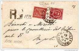 1894  LETTERA RACCOMANDATA   CON ANNULLO NAPOLI - Poststempel