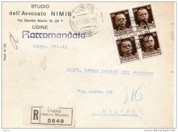 1932  RACCOMANDATA CON  ANNULLO  UDINE - Storia Postale