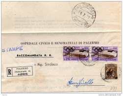 1961  LETTERA RACCOMANDATA  CON ANNULLO PALERMO   SUCC 4  +  S. CIPIRELLO - 1961-70: Marcofilie