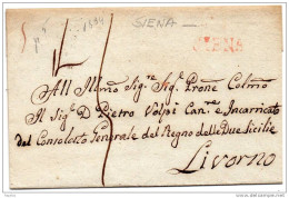 LETTERA CON ANNULLO SIENA IN ROSSO - 1. ...-1850 Prephilately