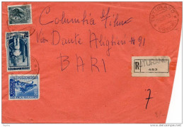 1953  LETTERA  RACCOMANDATA  CON ANNULLO TUTURANO BRINDISI - 1946-60: Storia Postale