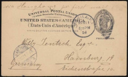 Philippines Manila Ovpr 2c Postal Stationery Card Mailed To Germany 1901 Via Hong Kong China. US Territory - Philippines