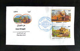 Libya - First Day Cover Touristic Sites Overprinted Gaza Struggle (Palestine)2023 (MNH) - Libyen