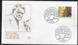 Germany. FDC Mi. 1308.  90th Birth Anniversary Of Ludwig Erhard, Chancellor 1963-66. FDC Cancellation On Cachet Envelope - 1981-1990