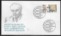 Germany. FDC Mi. 1325.  Birth Centenary Of Wilhelm Kaisen, Senate President And Mayor Of Bremen.  FDC Cancellation - 1981-1990