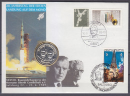 1989 Austria 1715FDC + Numis/Medal 20 Years Of Apollo 11 Moon Landing - Europe