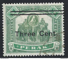 1900 Malaysian States PERAK - SG 86 3c. On 1$ Green  USED - Altri & Non Classificati