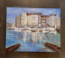 Jachthaven Oostende Door J. Uyt Den BouweAlbert Embrechts (1914-1997) - Olieverf