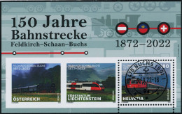 Suisse - 2022 - Bahnstrecke A•FL•CH - Block - Ersttag Voll Stempel ET - Oblitérés