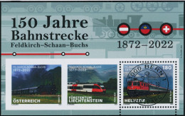 Suisse - 2022 - Bahnstrecke A•FL•CH - Block - Ersttag Voll Stempel ET - Gebraucht