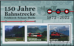 Suisse - 2022 - Bahnstrecke A•FL•CH - Block - Ersttag Stempel ET - Gebraucht