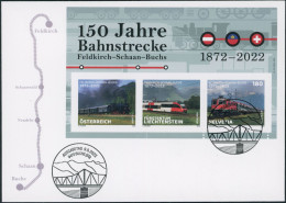 Suisse - 2022 - Bahnstrecke A•FL•CH - Block - Ersttagsbrief FDC ET - Cartas & Documentos
