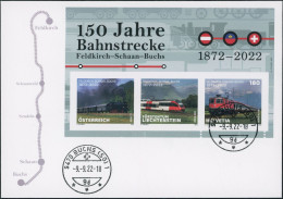 Suisse - 2022 - Bahnstrecke A•FL•CH - Block - Ersttagsbrief FDC ET - Briefe U. Dokumente