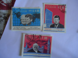 ECUADOR  3 USED STAMPS  FAMOUS PEOPLES KENNEDY - Ecuador